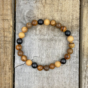 Union - All Mixed Up Brown Wood Mala Beaded Bracelet