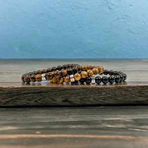 3 pack stack wood beaded mala bracelet