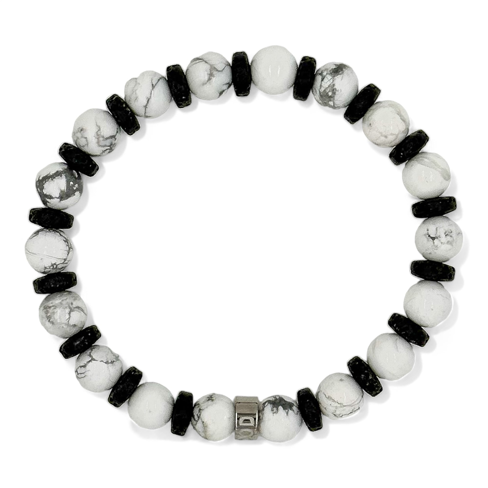 Atlas beaded bracelet white howlite lava rock 5