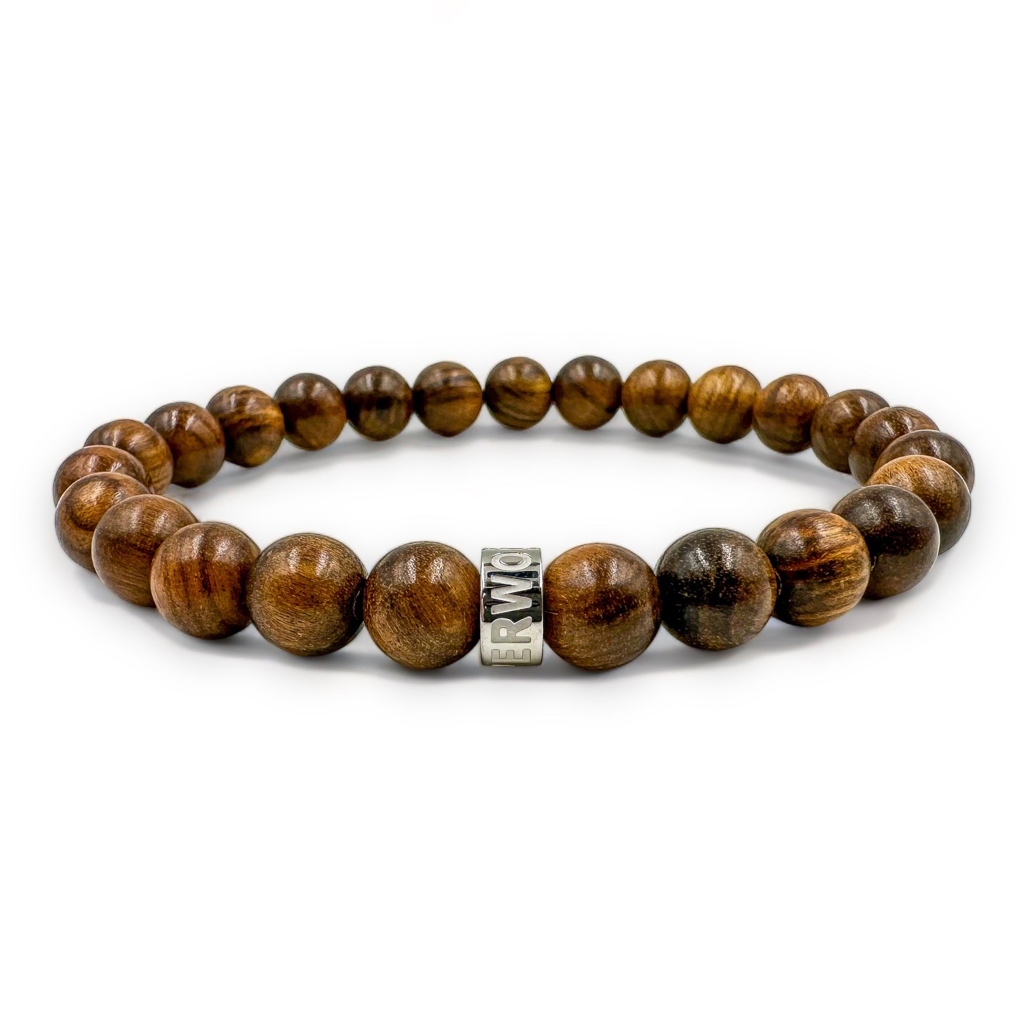 Beaded Bracelet handmade with Black Walnut Wood beads low angled image