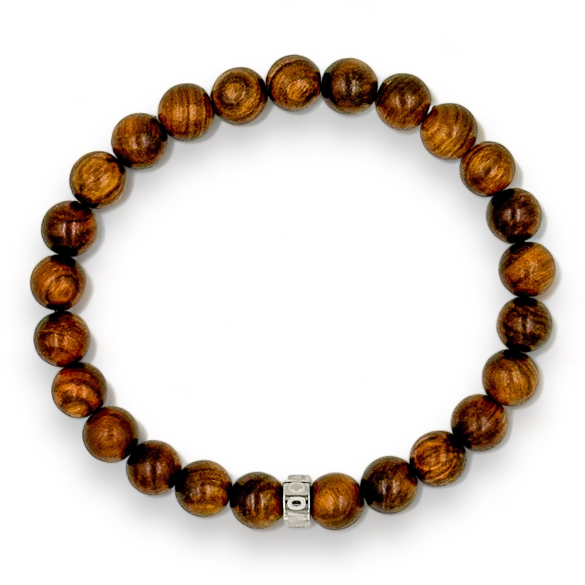 Beaded Bracelet handmade with Black Walnut Wood beads overhead image