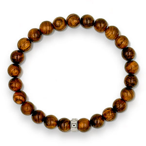 Beaded Bracelet handmade with Black Walnut Wood beads overhead image