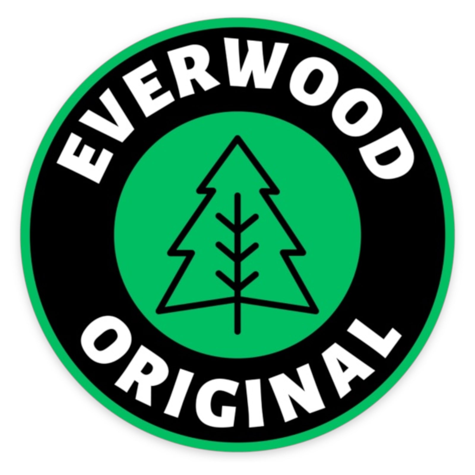 Everwood Original logo sticker with a green circle and tree symbol