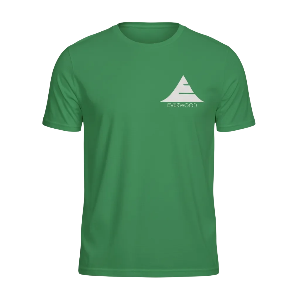 Green t-shirt with a white Everwood Icon logo on a white background