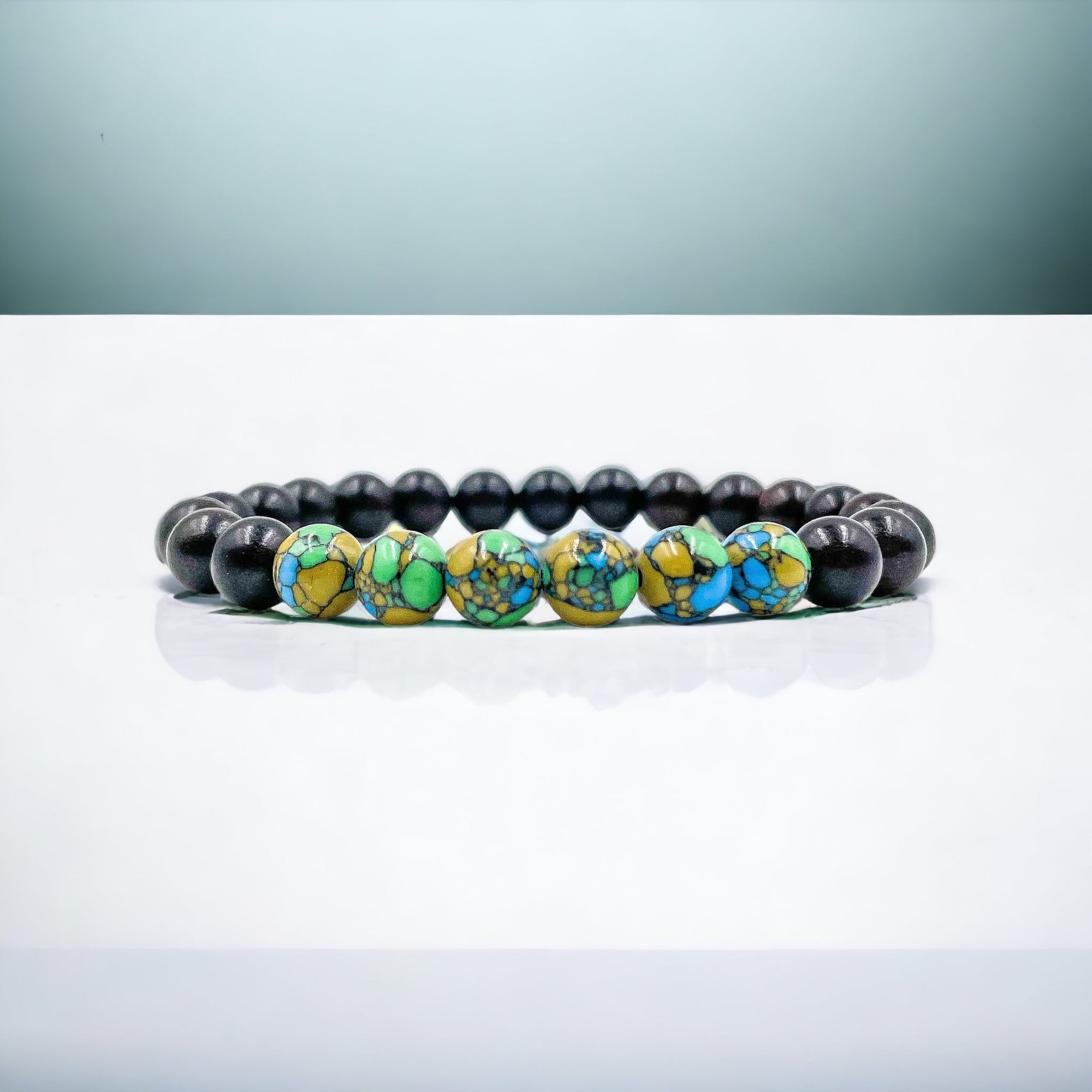 Grove - Multicolor Howlite & Blackwood Mala Beaded Bracelet
