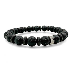 Black Lava Rock Beaded Bracelet - Atlas Collection - Handmade Lava Stone Beads - Premium Mens Jewelry