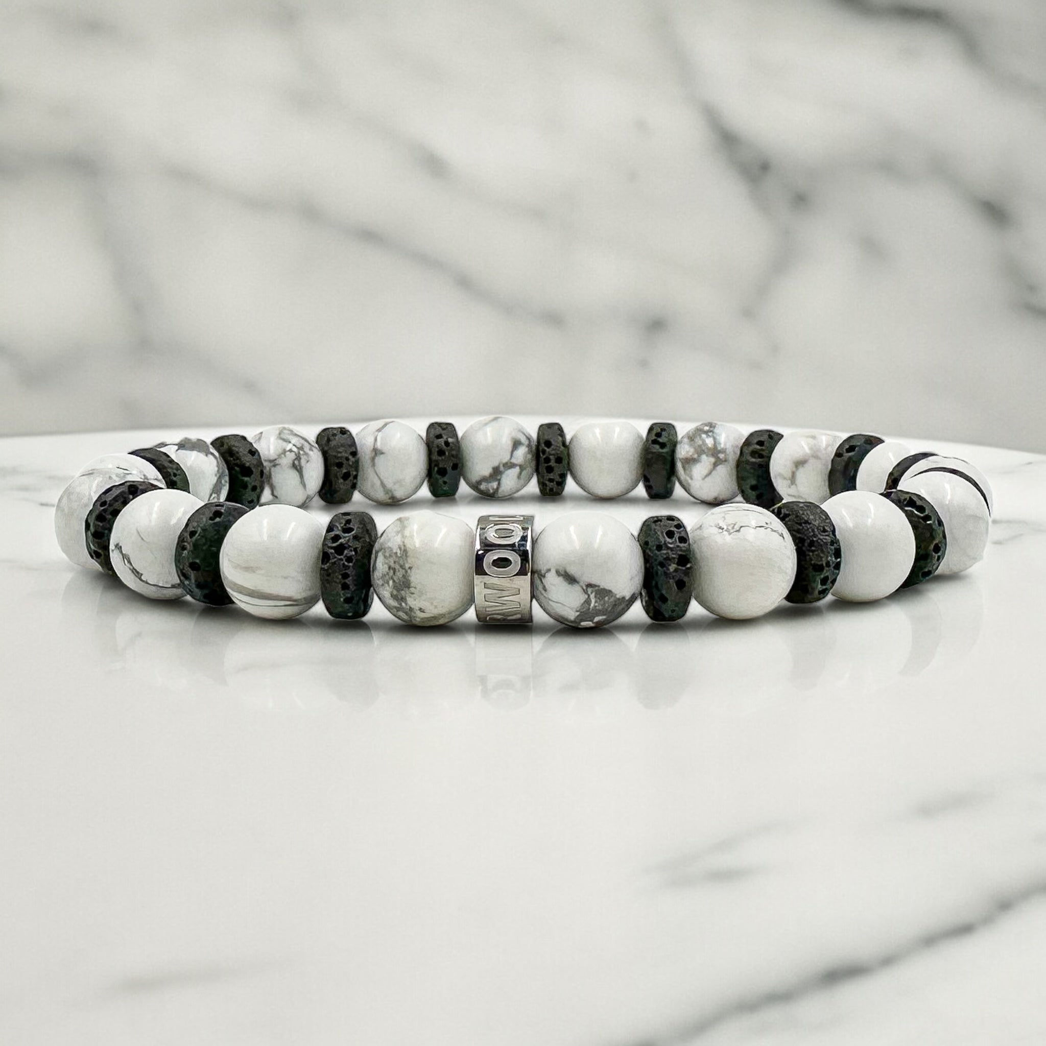 Lava and howlite bracelet top