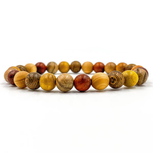 Union - All Mixed Up Red, Yellow, Brown Wood Mala Beaded Bracelet