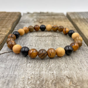 Union - All Mixed Up Brown Wood Mala Beaded Bracelet