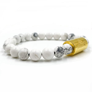 Rocky - White Howlite & Gold Gemstone Beaded Bracelet