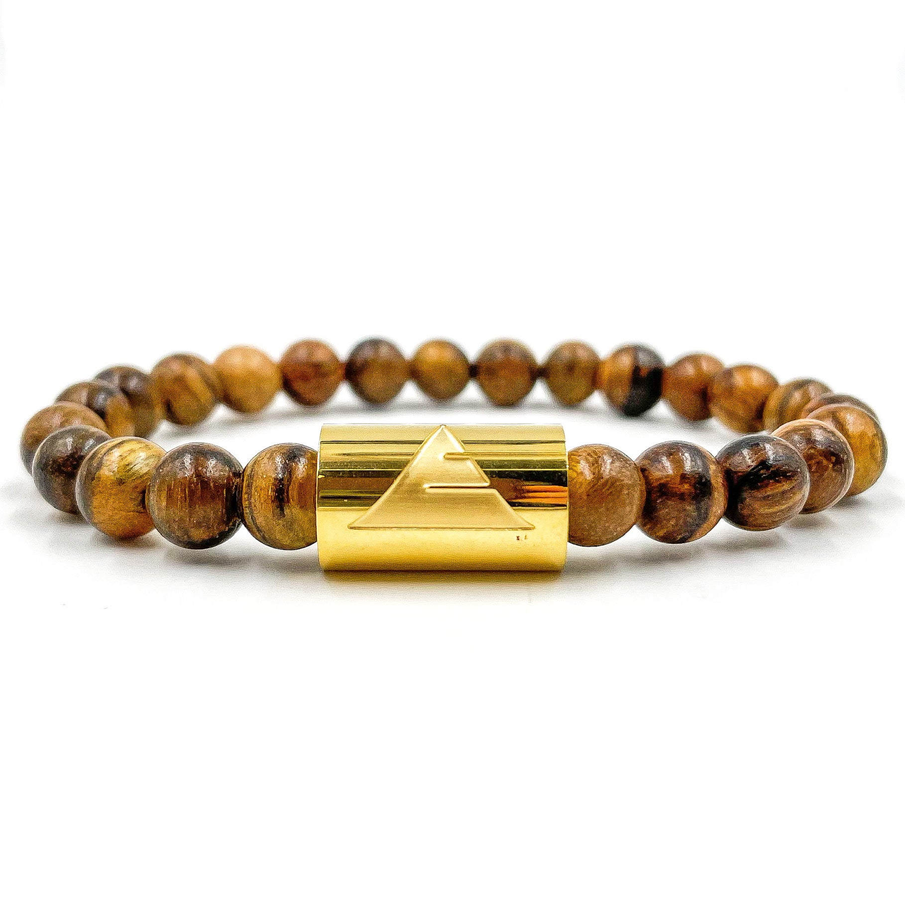 Timber - Dark Brown Sandalwood & Gold Mala Beaded Bracelet