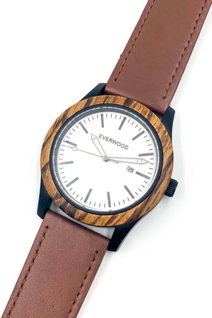 Inverness - Zebrawood & Brown Leather