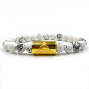 Rocky - White Howlite & Gold Gemstone Beaded Bracelet